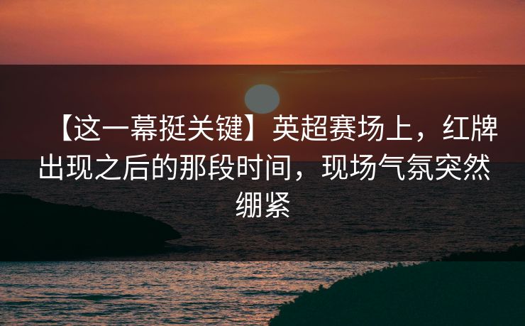 【这一幕挺关键】英超赛场上，红牌出现之后的那段时间，现场气氛突然绷紧